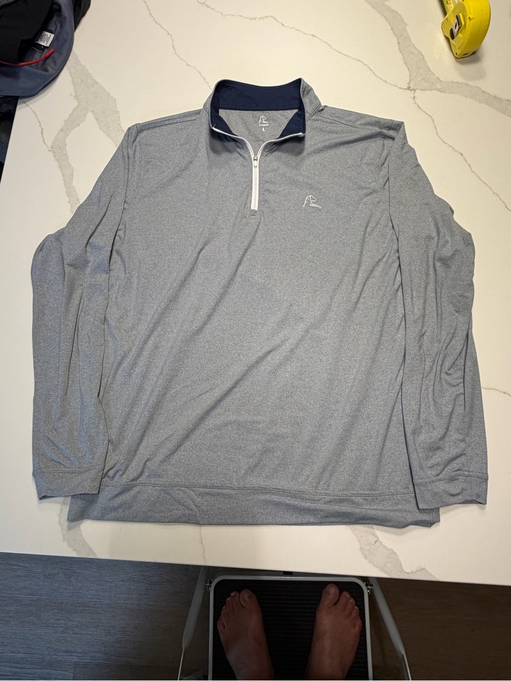 Rhoback Men’s Performance Quarter-Zip Pullover Gray/Blue Size Large